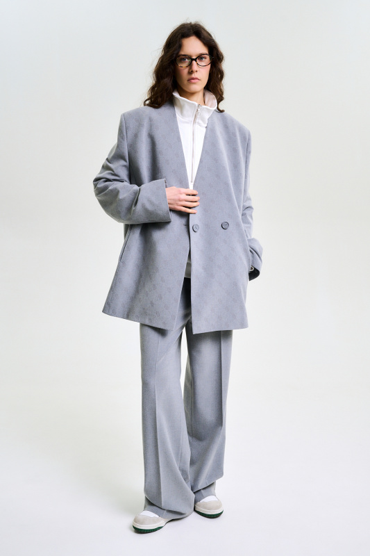 Пиджак без лацканов с паттерном GREY